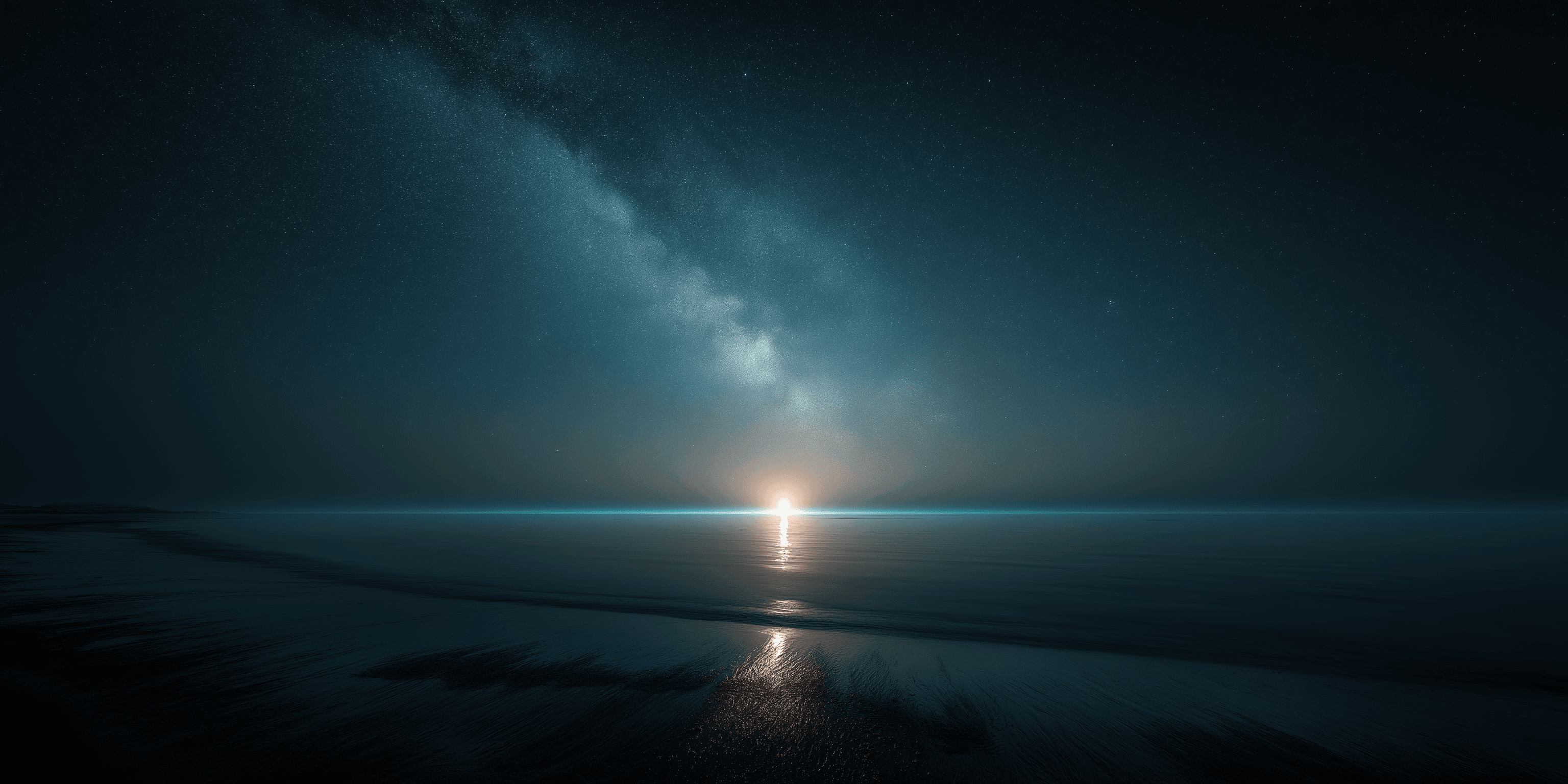 A luminous horizon across dark water
